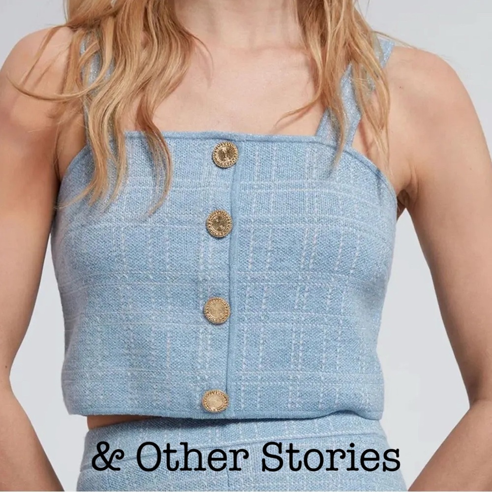 New & Other Stories Blue Buttoned Women's Top Size Large